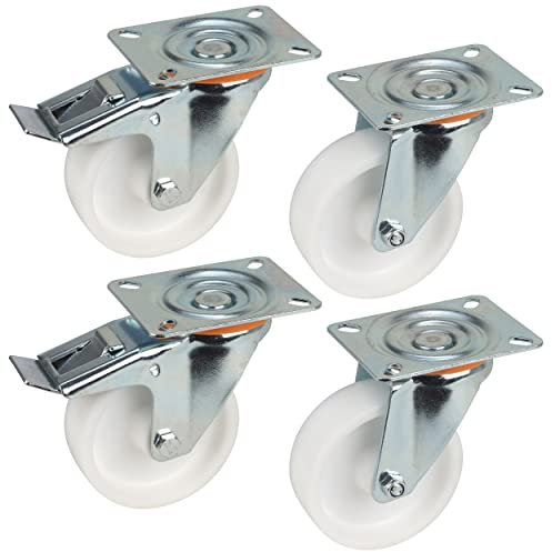 Dörner + Helmer Juego de 4 ruedas giratorias de 100 mm de polipropileno, placa de 100 x 85 mm, mezcla de rodillos, capacidad de carga de 450 kg/set