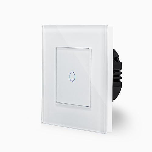 POINT einfacher Touch Wechsel Dimmer Lichtschalter Ein/Aus dimmbar 1-Fach im Glasrahmen in weiß 1-Weg Glas Berührungs Wandschalter Wechselschalter zum dimmen von mehreren Orten Luxus-Time