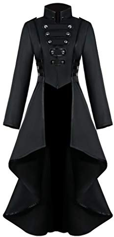 Beokeuioe Women's Steampunk Vintage Tailcoat Jacket Irregular Hem Gothic Clothing Victorian Frock Coat Long Renaissance Medieval Cosplay Uniform Halloween Costume