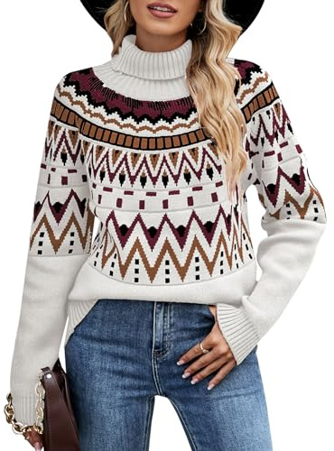 Wantonfy Maglione a Collo Alto da Donna Manica Lunga in Maglia Pullover Casual Maglione Allentato Inverno