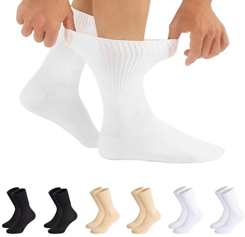 CALZITALY, PACK 3/6 PAIA Calze Senza Bordo Elastico, Calze Sanitarie Unisex, Calzini per Diabetici in Cotone | Nero, Bianco, Naturale | Made in Italy(6 Paia - 2 Nero+2 Bianco+2 Naturale, 39-42)