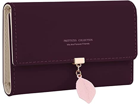 ANYWN Geldbeutel Damen mittelgroß, Geldbörse Damen, Elegant Damen Portemonnaie mit viele Fächer(DunkelLila)