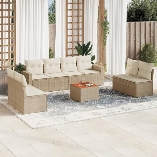 SECOLI Rattan Gartenlounge Con Stauraum XXL Loungemöbel Set Terrassenmöbel Loungesofa Sitzgruppe Rattan Ecklounge Gartenmöbel Set Balkon Möbel Beige 9-tlg-Type-113