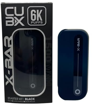 X-BAR CUB-X 1500mAh Batterie, Pod non inclus -sans nicotine ni tabac, ne contient pas de sticks, de cartouches préremplies ou de recharges) (Noir)