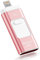ROSPE USB Stick 128GB for iPhone, MFi Certified Lightning Memory Stick, 3-in-1 Flash Drive for iPhone/iPad/Android/PC, USB 3.0 High-Speed Photostick Thumb Drive Transfer Photos Videos, Rose Pink