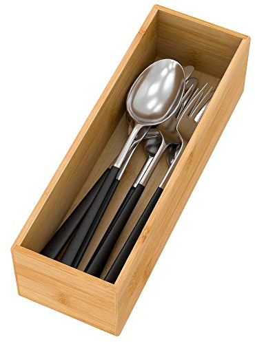 Bamboo Kitchen Drawer Organizer, Wooden Storage Box for Utensil Organizer Silverware Tray Cutlery Holder Flatware Containers - Multi-Use Deep Drawer Dividers Organizer for Bathroom, Jewelry, 932.5