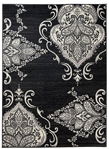 Carpeto Teppich Orientteppich Schwarz 200 x 300 cm Ornamente Muster Kurzflor Torino Kollektion