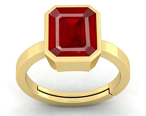 Namdev Gems 4,25 Ratti 3,40 Karat A+ Qualität Burma Rubin Manik Edelstein Vergoldeter Ring für Damen und Herren von Lab zertifiziert, vergoldeter natürlicher Rubin Choki Ring, Rubin, Vergoldeter