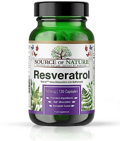 Trans-Resveratrol 500 mg | 120 vegane Kapseln | Hochdosiert | 98 % Reinheit | Natürlich fermentiert | Mit Piperin | Laborgeprüft | Premium-Qualität