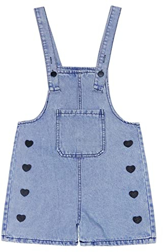 KIDSCOOL SPACE Jeans Shorts für Mädchen,einfaches Design,herzbedruckte Sommer Denim Shortalls