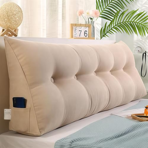 UIHECTA Coussin de Lecture pour Lit, Coussin Tête de Lit, 120cm, Beige