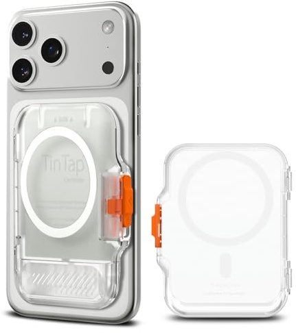 Spigen TinTap MagFit+ MagSafe Korthållare med Låssystem Kompatibel med iPhone 17/16/15, andra MagSafe-modeller, Google Pixelsnap och MagSafe-tillbehör - Frostklar
