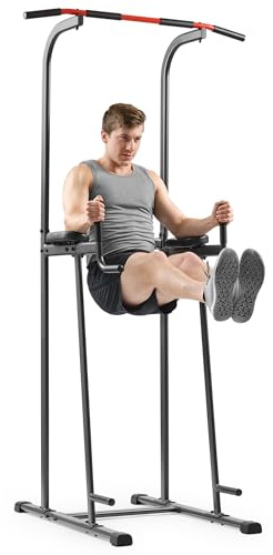 Sunny Health & Fitness Torre di potenza multifunzionale per allenamento della forza, palestra domestica, con stazione per dip, barra per trazioni, push-up e core trainer - SF-XF924016