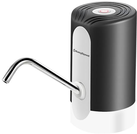 L J UnJeu Dispensador de Agua automático USB portátil, Bomba de Agua con Dos Adaptadores, dispensador de Agua eléctrico, dispensador de Agua de 1200 mAh, Adecuado para el hogar, Camping, Negro