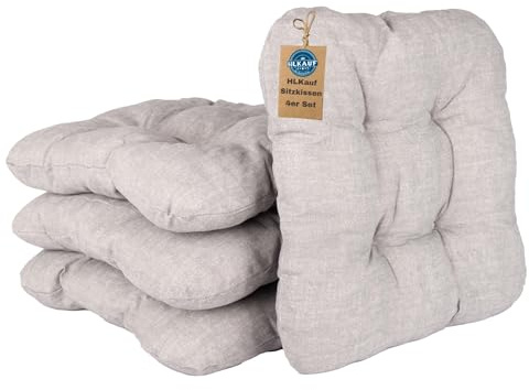 HLKauf 6er Set Grau Sitzkissen 36x36x6 cm | weiche Stuhlkissen für Indoor & Outdoor | Sitzpolster für Garten, Camping, Gastronomie oder Bistro | Oeko-Tex und Made in EU