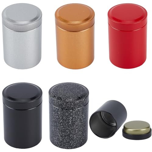 CRASPIRE 10 pz Contenitore per tè in Latta con Coperchi Ermetici 5 Colori Piccolo Barattolo Sigillato in Banda Stagnata Mini Contenitore Portatile Riutilizzabile in Metallo Organizzatore Barattoli