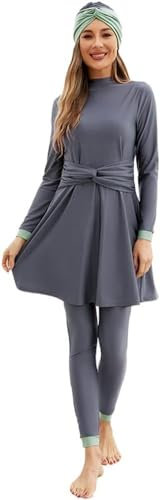 BaJooruly Modest Muslim Swimsuit Full Coverage Swimwear Islamic Hijab Swimming Burkini Swim Suit(L,J1)