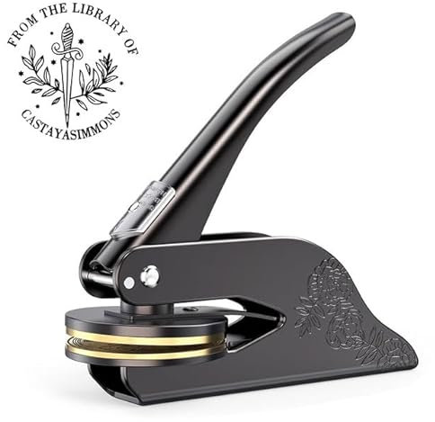 FolHaoth Personalisierter Prägestempel Personalisiert Book embosser Prägestempel mit Eigenem Logo Design Personalisierte Prägezange für Papier Buchstempel für Bibliothek Hochzeitseinladung Notarsiegel