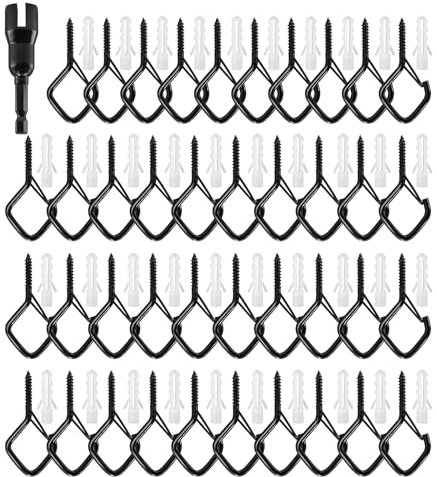 alwaiiz 40 ganchos de rosca negros, tornillos de gancho con seguridad, ganchos para atornillar, ganchos de techo para plantas en macetas y lámparas