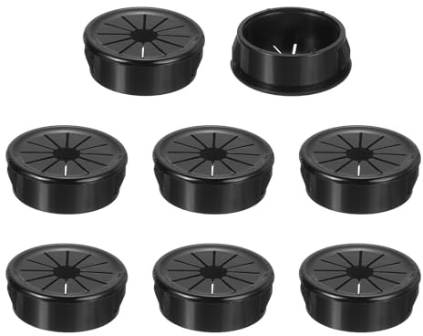 QUARKZMAN 8pz Passacavo per Scrivania Nero, Passacavo a Scatto con Otturatore per Fori con Montaggio da 1.18(30mm), Passacavo Rotondo in Nylon a Scatto per Gestione Cavi e Fili