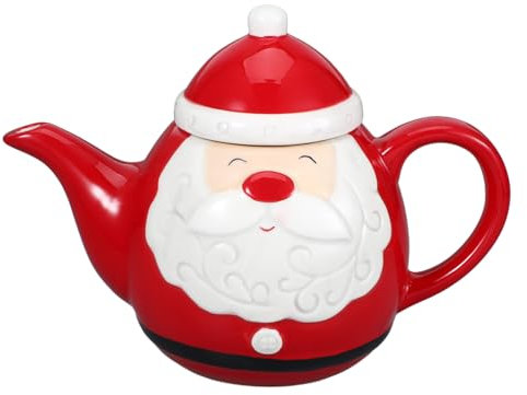CONGARTENO Teiera Natalizia in Ceramica Vintage Con Filtro Interno Stile Nordic Con Elementi Xmas Da Adatto Per Casa Ufficio e Picnic Regalo Per Amici e Famiglia