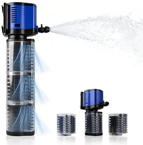 Tararium 1000L/H 4-in-1 Submersible Aquarium Filter Pump – for 100-300L Fish Tanks & Small Ponds – Wave Maker, Oxygen Supply, Dry Burn Protection – Freshwater/Saltwater/Turtle Safe (Quiet Operation)