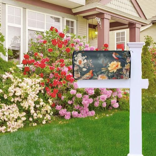 Coperture per cassette postali, fiori, uccelli, benvenuto, chiusura magnetica, impermeabile, resistente alle intemperie, per casa, giardino, 53,3 x 45,7 cm