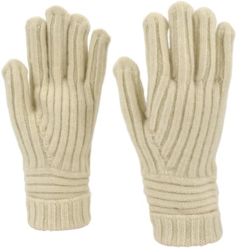 styleBREAKER Stickhandskar för kvinnor med ribbmönster | mjuka enfärgade finstickade handskar | elastiska, bekväma och varma | finns i många färger, Beige, One size