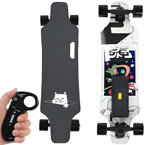 ErShangMao Skateboard Elettrico Longboard per Tutti I Terreni con Telecomando,25 Km (15,6 mph) con Batteria da 4400 mAh,Autonomia di 8 Km (9,4 Miglia),Frenata Fluida E Controllo A 4 velocità TypeC