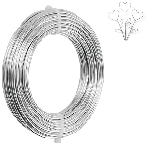 Draht zum Basteln, Basteldraht 3mm x 15M, Schmuckdraht Silber, Aludraht, Aluminiumdraht, biegsamer Basteldraht Silber für Kranzherstellung, Schmuckherstellung, Modellbau, DIY Kunsthandwerk