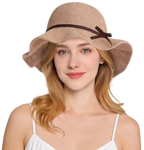 Sombrero Paja Mujer, Sombrero Playa Mujer, Sombreros Mujers Verano, Sombrero Mujers Sol para Vacaciones en Playa, Fiestas en Piscina, Senderismo y Jardinería