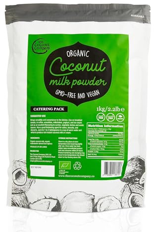 Organic Vegan Coconut Milk Powder - 1KG - Dairy-free Alternative - Gluten-free, Organic Certified, Powdered Coconut Milk, Bulk