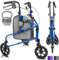 Vive Mobility 3 Wheel Rollator Walker - Lightweight and Foldable for Seniors, Elderly, Men, Women - Folding Heavy Duty Tri-Wheeled for Indoor/Outdoor Use (Blue)