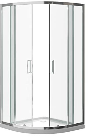 VILSTEIN Duschkabine Halbrund mit Schiebetür | Eck Duschkabine Rund Dusche | Runddusche | Duschkabine Eckeinstieg | 90x90 cm