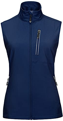 33,000 fot dam lätt löparväst softshell väst cykelväst med 6 fickor, Marinblå, XXL