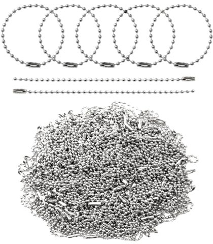 Sctmda 200 Stück Kugelkette Mit 200 Passenden Anschlüssen,Eisenkugel Ketten Metallkette 2,4 mm Kugelketten Perlen Kugelkette mit für DIY Handwerk 10cm Silber