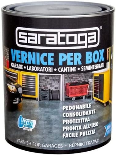 Saratoga Vernice per pavimentazioni Vernice per box garage laboratori cantine seminterrati ml.750 (Grigio)