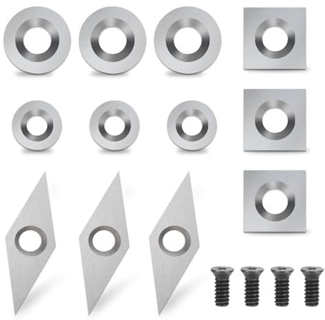 Forhandy 12 Stück Wendeschneidplatten Holz, Drechselwerkzeug Hartmetall, Wendeplatten Drechselzubehör (12)