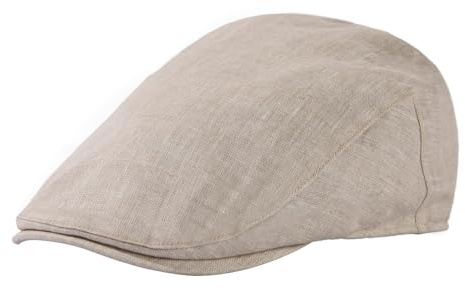 TOP-EX XL-XXL 100% Leinen Flache Kappe für Herren, Sommer, atmungsaktiv und leicht, Ivy Gatsby Kappe, mit Baumwolle gefüttert, UPF Sonnenkappe, verstellbar, 557#Beige, XXL