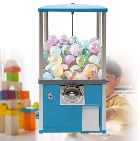 pealiritansemen Vending Machine, Mini Capsule Vending Candy Gumball Machine, Large Load Capacity Gumball Bank, Coin Operated Vending, For 4.5-5.5 Cm Spherical Capsule, For Game Arcades,Blue