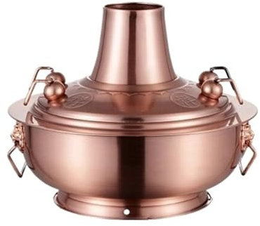 MEIZHITU Pentola Calda Cinesi Pentola Calda Shabu Shabu Shabu Tutto in Rame Vecchia Pentola Calda Casseruola Pentola Calda All'aperto Shabu for Cena in Famiglia Adatto per La Cena Familia(34cm)
