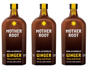 Mother Root Ginger (500ml x 3) | Award-Winning Fiery + Fresh Alcohol-Free Aperitif | As Seen on Dragons’ Den | Benefit Rich Ginger & ACV | Bold, Complex & Delicious | Mix With Soda | Up To 60 Drinks