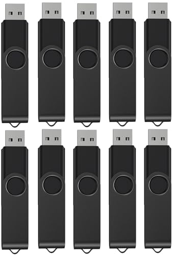 Kepmem Unidad Flash USB 2.0 de 32 GB USB Stick Paquete de 10 Unidades Memorias USB Pendrive Ligeras de Pack USB Metal con hasta 15 MB/s de Velocidad de Lectura Unidad de Datos Negro