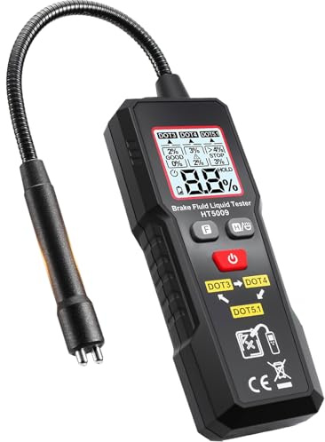 OBDKCAN Brake Fluid Tester,High-Precision Brake Fluid Moisture Tester with 8.5 Gooseneck Probe,Digital Brake Fluid Test Tool with Flashlight,Data Hold,3 Colors Backlight,Adapt for DOT3, DOT4, DOT5.1