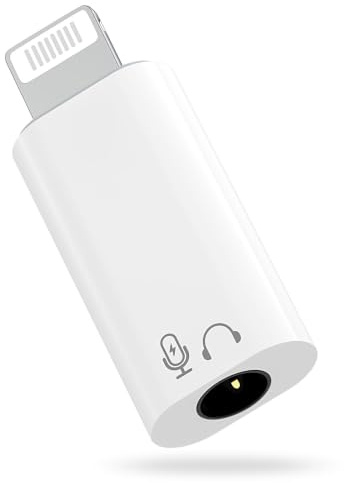 MoKo Lightning to 3.5mm Headphone Jack Adapter, with Call & in-line Control | Cable-free Direct-plug Adapter, Support Microphone & In-Line Control, Smart DAC Chip, For iPhone 14/13/12/11/iPad