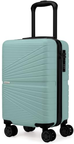unycos - Maleta de Cabina Rígida de ABS【16L】40×25×20 cm | Equipaje de Mano Compacto, 4 Ruedas 360° Extraíbles, Cerradura Integrada, Asa Telescópica y Compartimentos Organizadores (Lite) (Verde Cenizo)