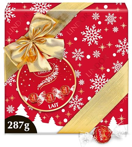 Lindt - Boîte Cadeau LINDOR - Assortiment de Chocolats au Lait - Cœur Fondant - Idéal pour Noël, 287g