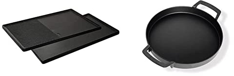 Enders® GUSS-WENDEPLATTE 1/2 7893 Boston 4, Monroe PRO 4, 43 cm x 32 cm Schwarz/Grau & ® SWITCH GRID Pfanne, aus Gusseisen, für Enders® Gasgrill mit Rost-in-Rost System, #7792