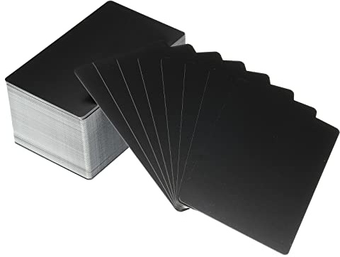 PATIKIL 100 Pack Metal Business Cards Blank, 0.45mm Thick 3.4x2.1 Inch Aluminum Laser Engrave Printable Name Card for Custom DIY, Matte Black
