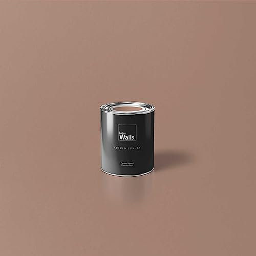 New Walls Premium Wandfarbe Braun, Nude Liquid Luxury Dispersionsfarbe für Innenräume – 1 L